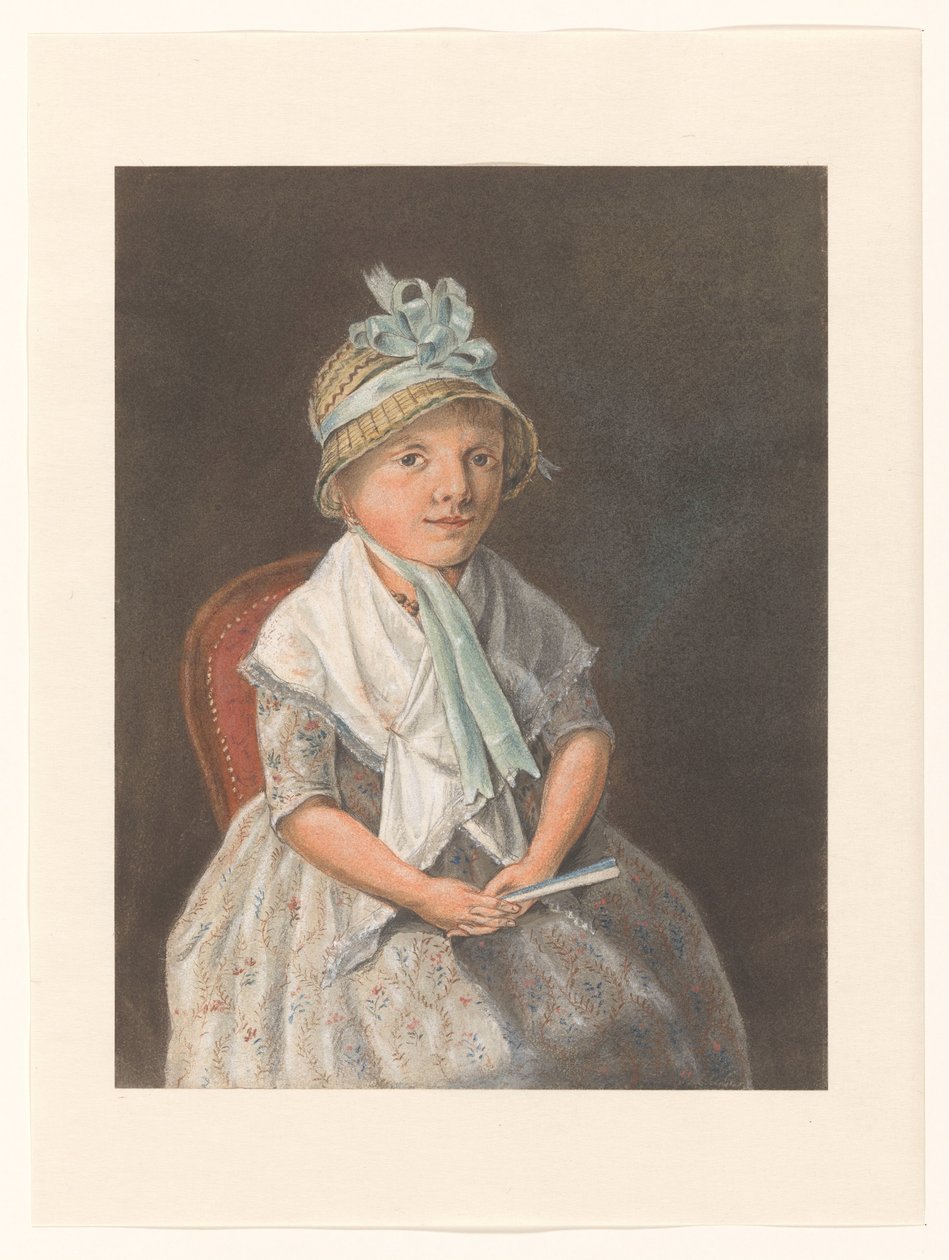 Retrato de una chica sentada con un abanico de Anthony Oberman