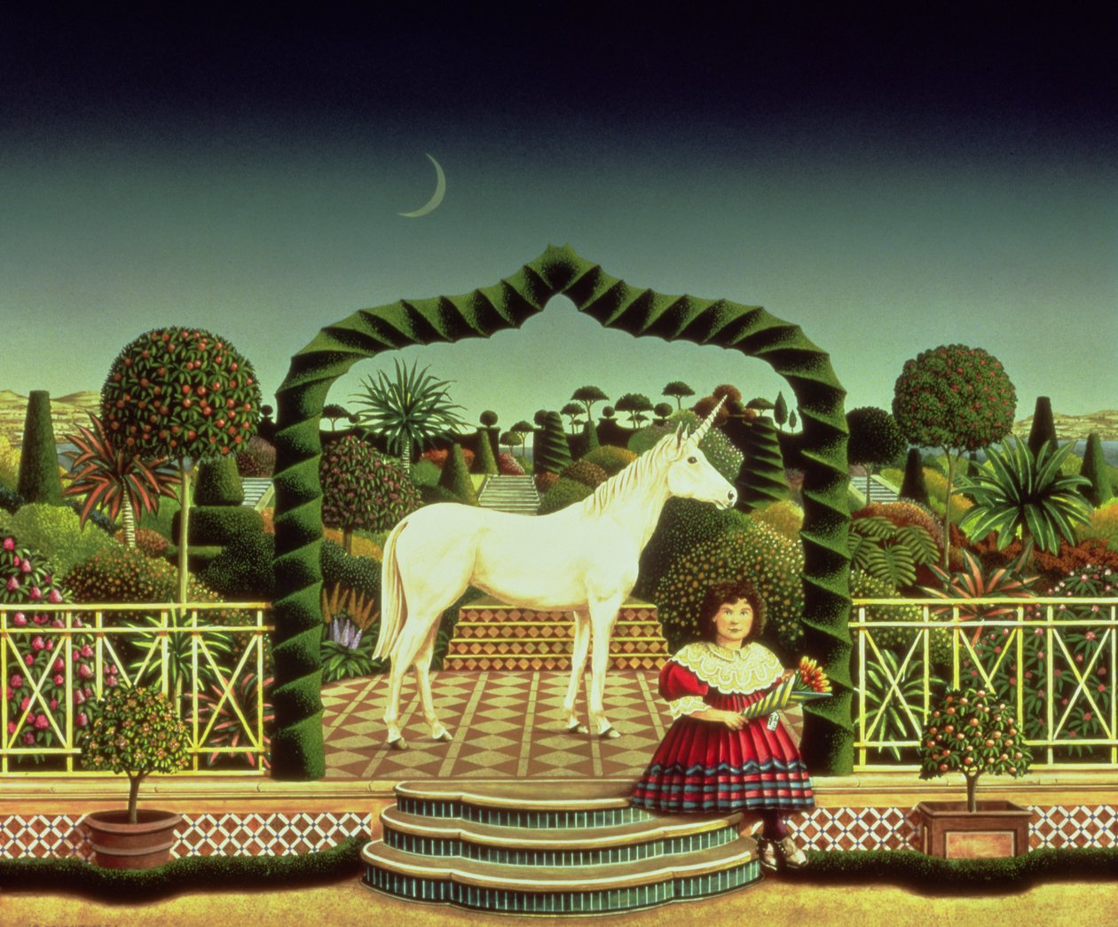 Niña con un unicornio, 1980 de Anthony Southcombe