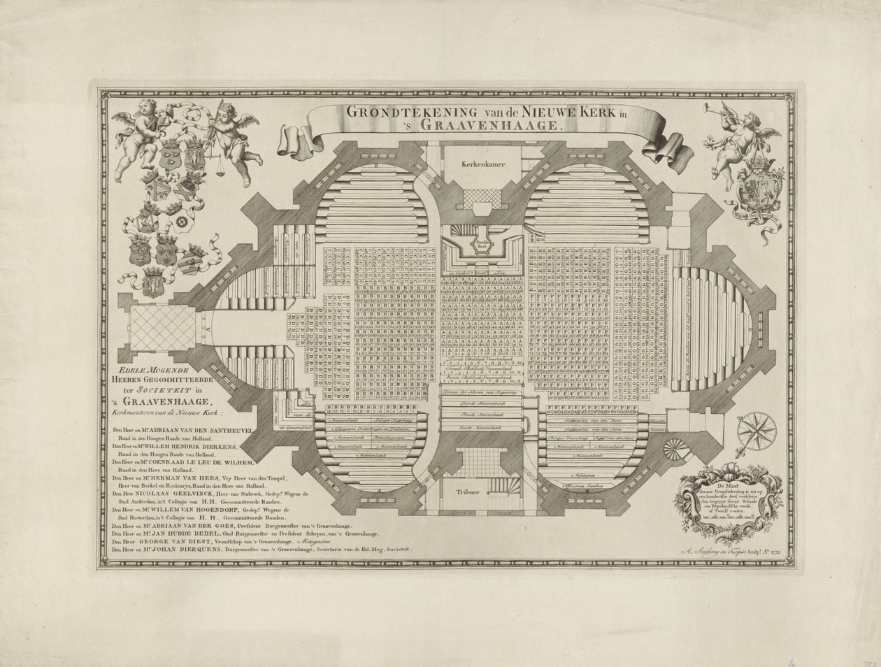 Plano de planta de la Iglesia Nueva de La Haya de Anthony Stechwey