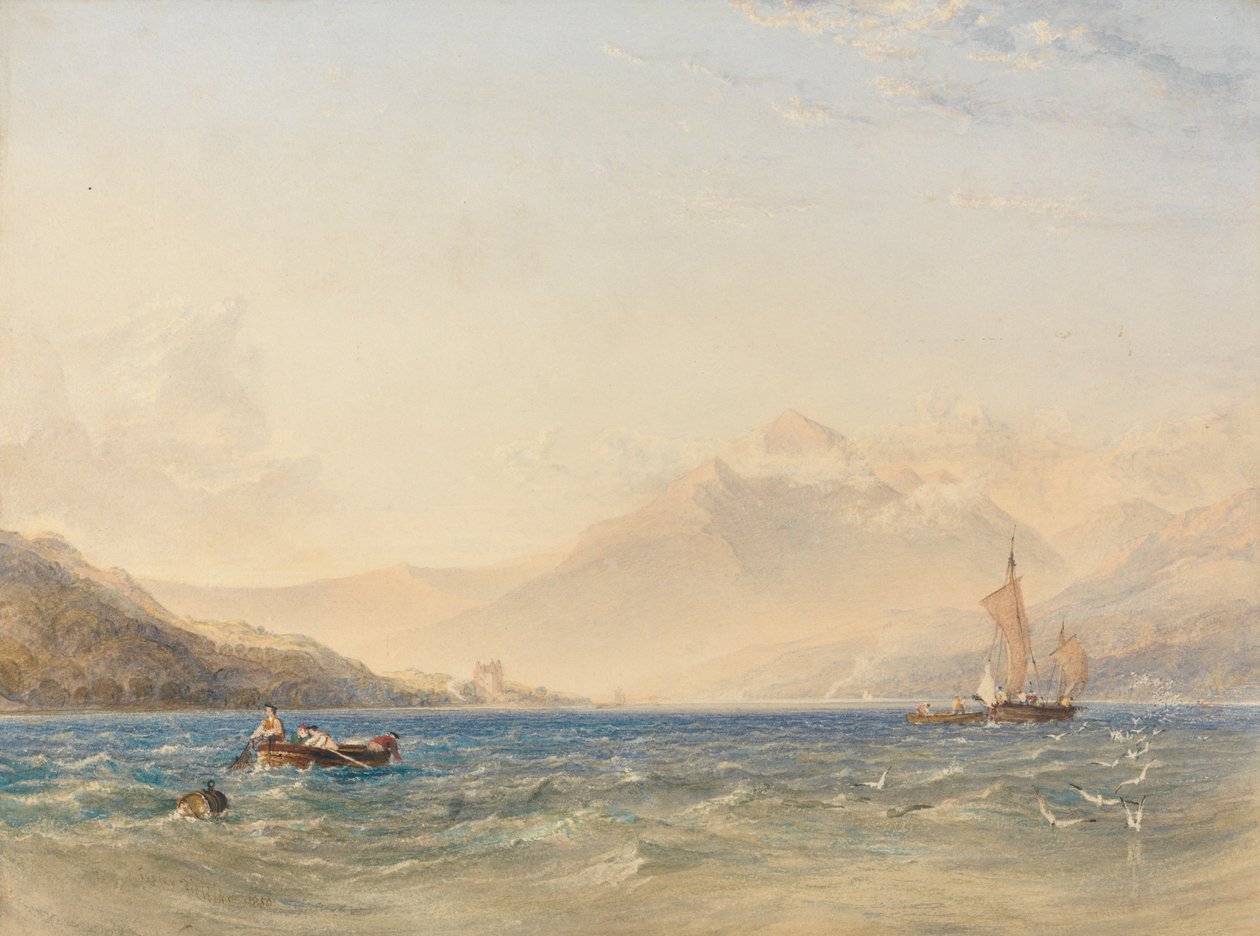 El cabo de Loch Fyne, con el castillo de Dindarra de Anthony Vandyke Copley Fielding