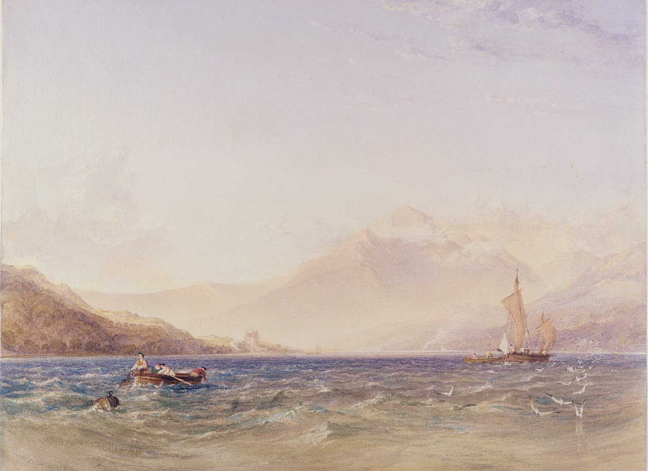 La cabeza de Loch Fyne, con el castillo de Dindarra, 1850 de Anthony Vandyke Copley Fielding
