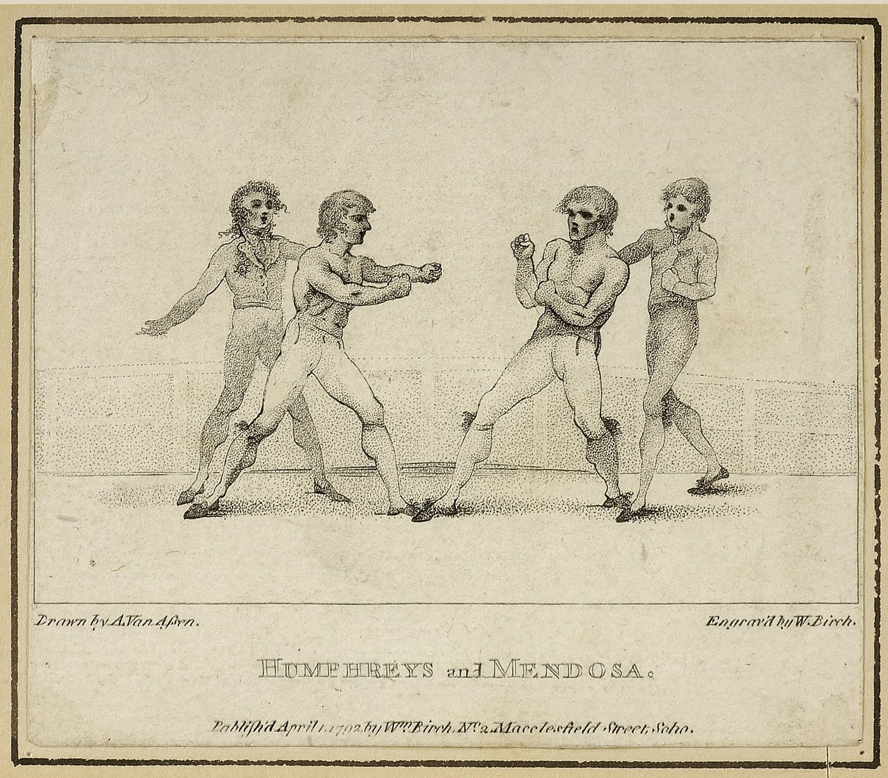 Humphreys y Mendoza (grabado por William Birch, publicado en 1792) de Anthony van (after) Assen
