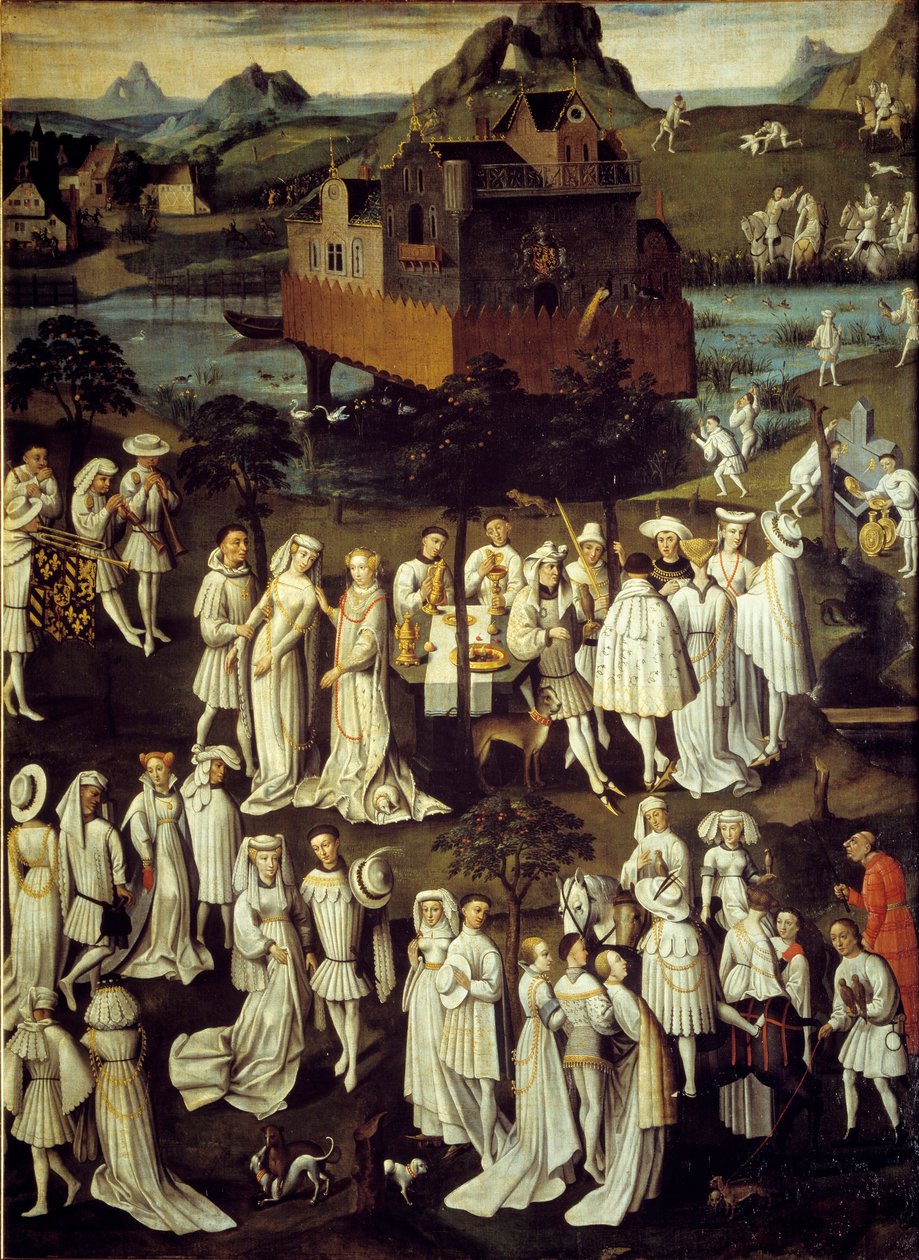 Jardín del amor en la corte de Felipe III el Bueno, duque de Borgoña, en los jardines del castillo de Hesdin en 1432. Fiestas dadas con motivo de la boda de su chambelán André de Toulongeon de Anthony van (after) Dyck