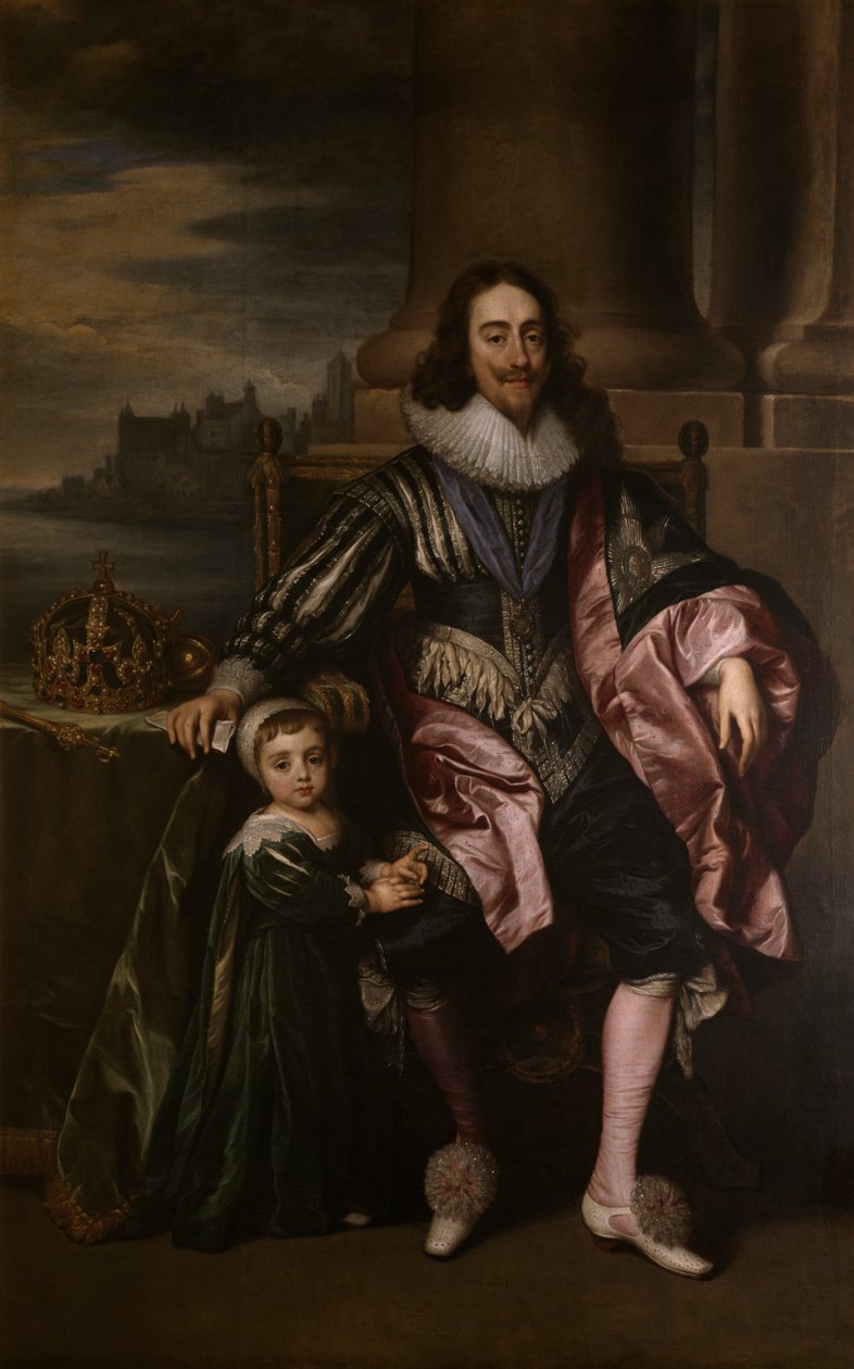 El rey Carlos I y el príncipe Carlos (óleo sobre lienzo) de Anthony van (after) Dyck