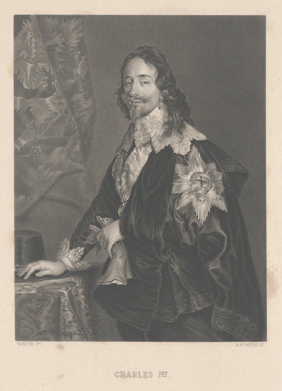 Carlos I, grabado por A.H. Payne de Anthony van Dyck