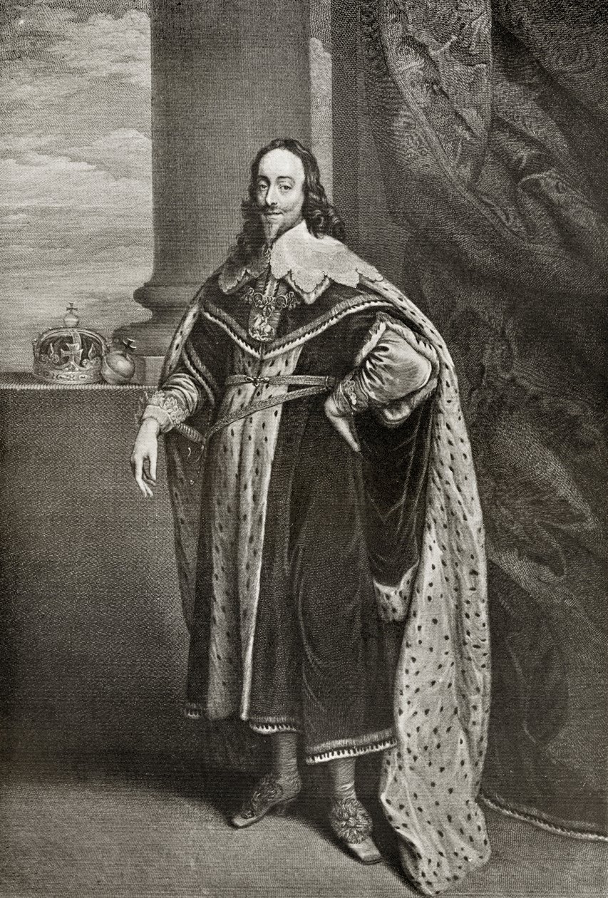 Carlos I, grabado por Sir Robert Stange, de 