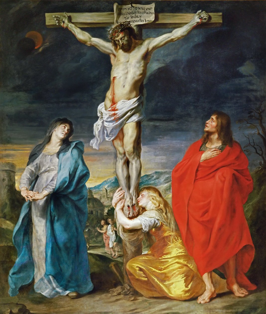 francés:  Le Calvaire Cristo Crucificado con la Virgen, San Juan y María Magdalena de Anthony van Dyck