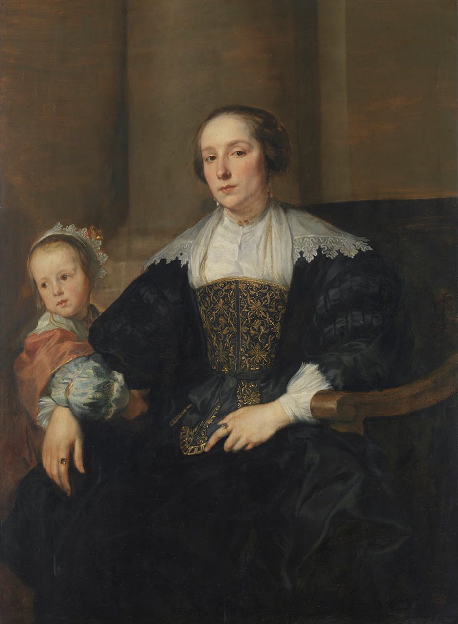 Alemán: Bildnis der Anna van Thielen, Gattin des Malers Theodoor Rombouts, mit ihrer Tochter Anna Maria Retrato de Anna van Thielen, esposa del pintor Theodor Rombouts con su hija Anna Maria de Anthony van Dyck
