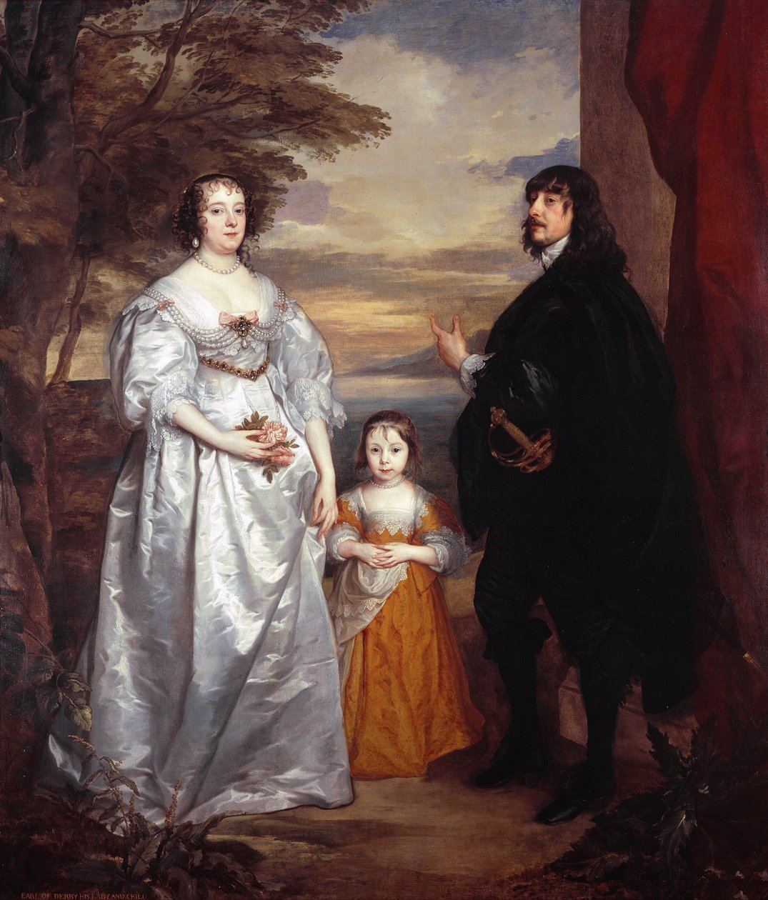 Retrato de grupo de James Stanley, Lord Strange (1607-1651), Charlotte de La Trémoille (1599-1664) y Lady Henrietta Maria Stanley (1630-1685) de Anthony van Dyck