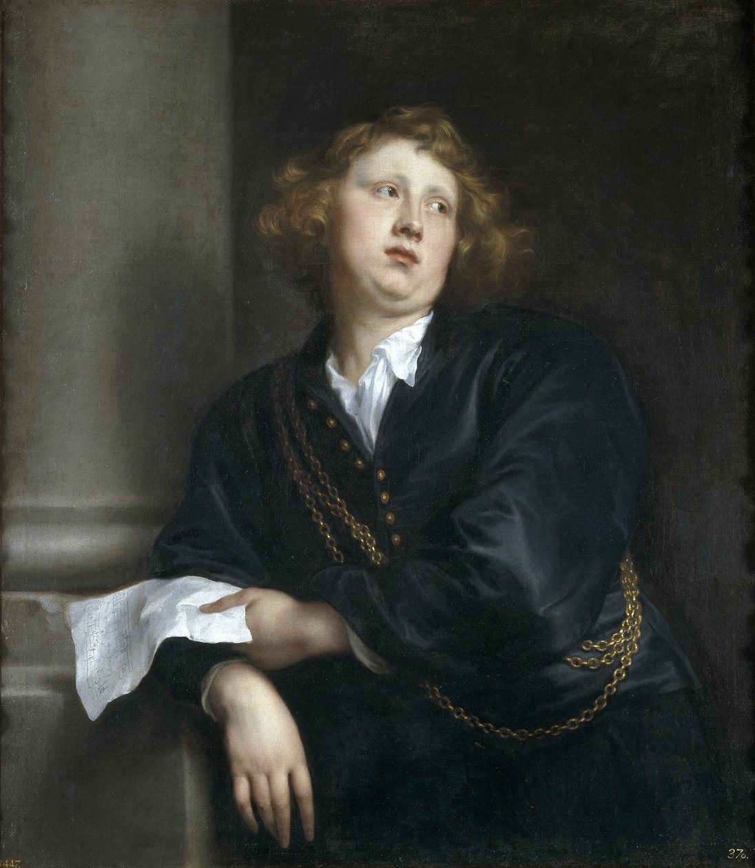 Henricus Liberti ou Hendrik van Groeninghen - Retrato del compositor y organista Henricus Liberti (1610-1669) - Peinture de Sir Anthonis (Anton ou Antoon) van Dyck (1599-1641) - 1627-1632 - Óleo sobre lienzo - 107x97 cm-Museo del Prado, Madrid de Anthony van Dyck