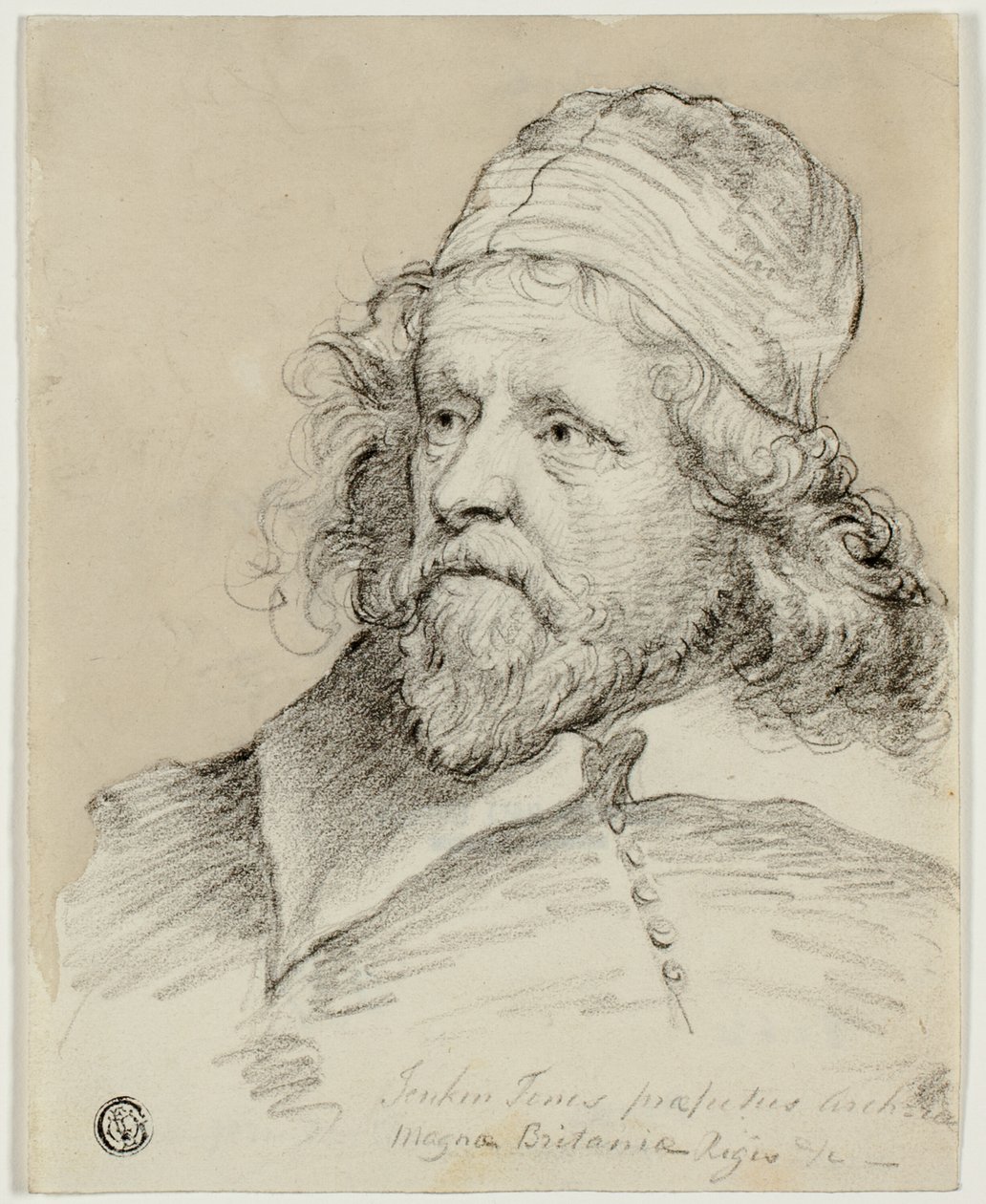 Inigo Jones (recto); Boceto de cabeza femenina (verso) de Anthony van Dyck
