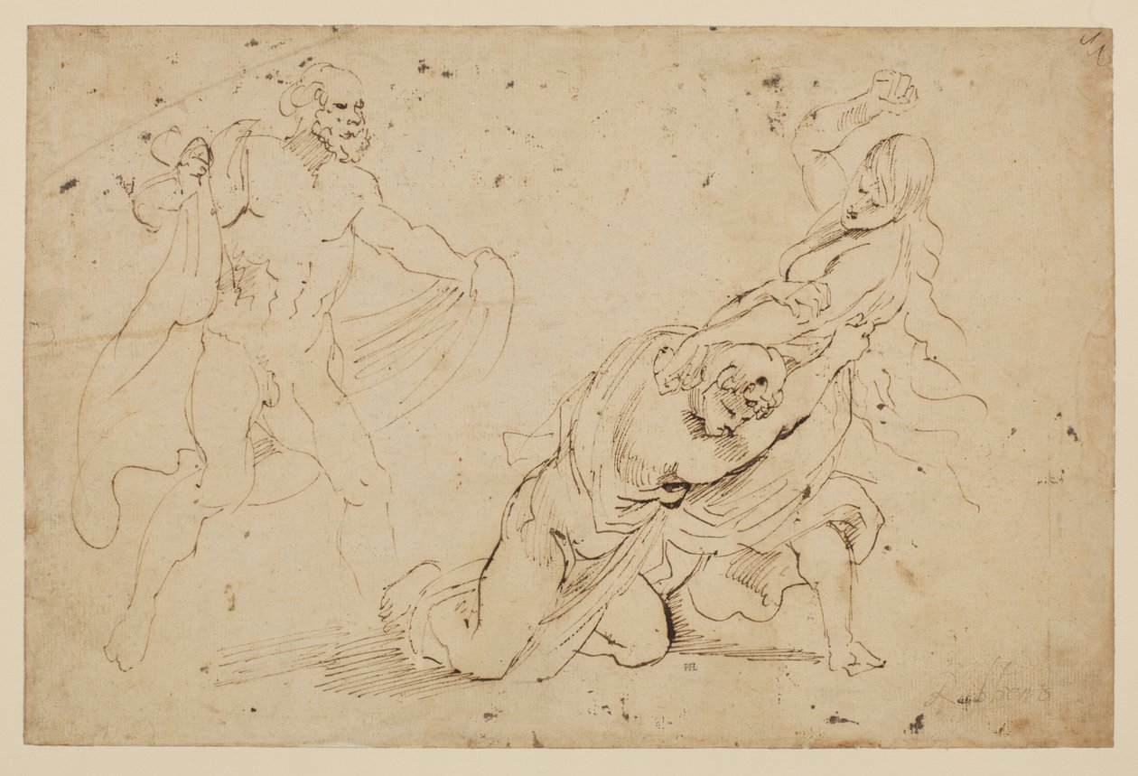 La venganza de Juno sobre Calisto, estudio de un hombre y una mujer atacando a otra mujer, 1621-c.1623 de Anthony van Dyck