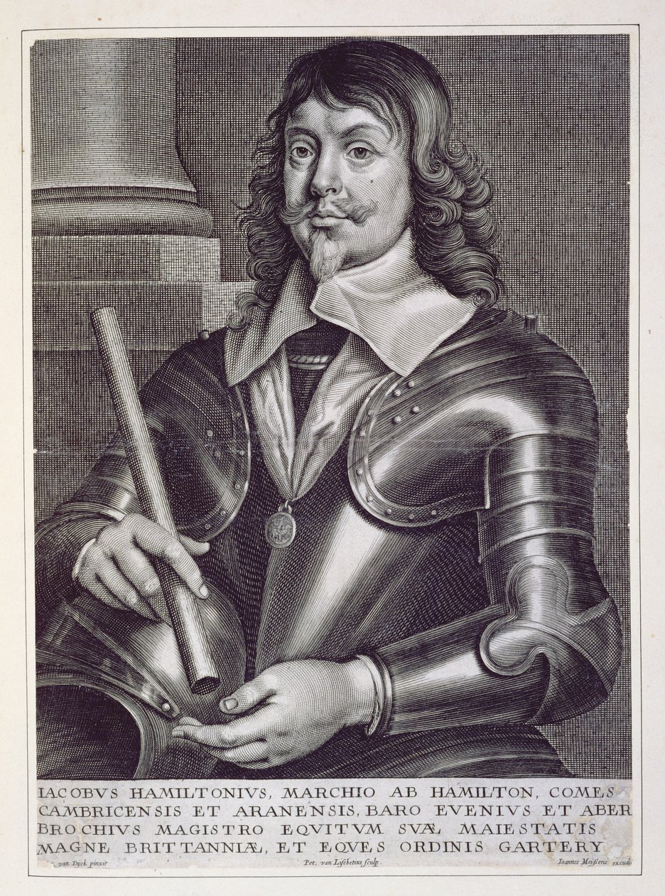 Retrato de James Hamilton (1606-49) 1er Duque de Hamilton, grabado por Joannes Meyssens de Anthony van Dyck