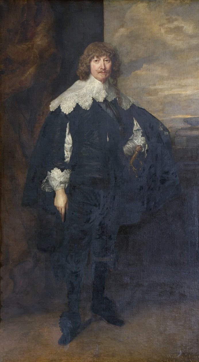Retrato de William Cavendish, alterado con banda azul de Anthony van Dyck
