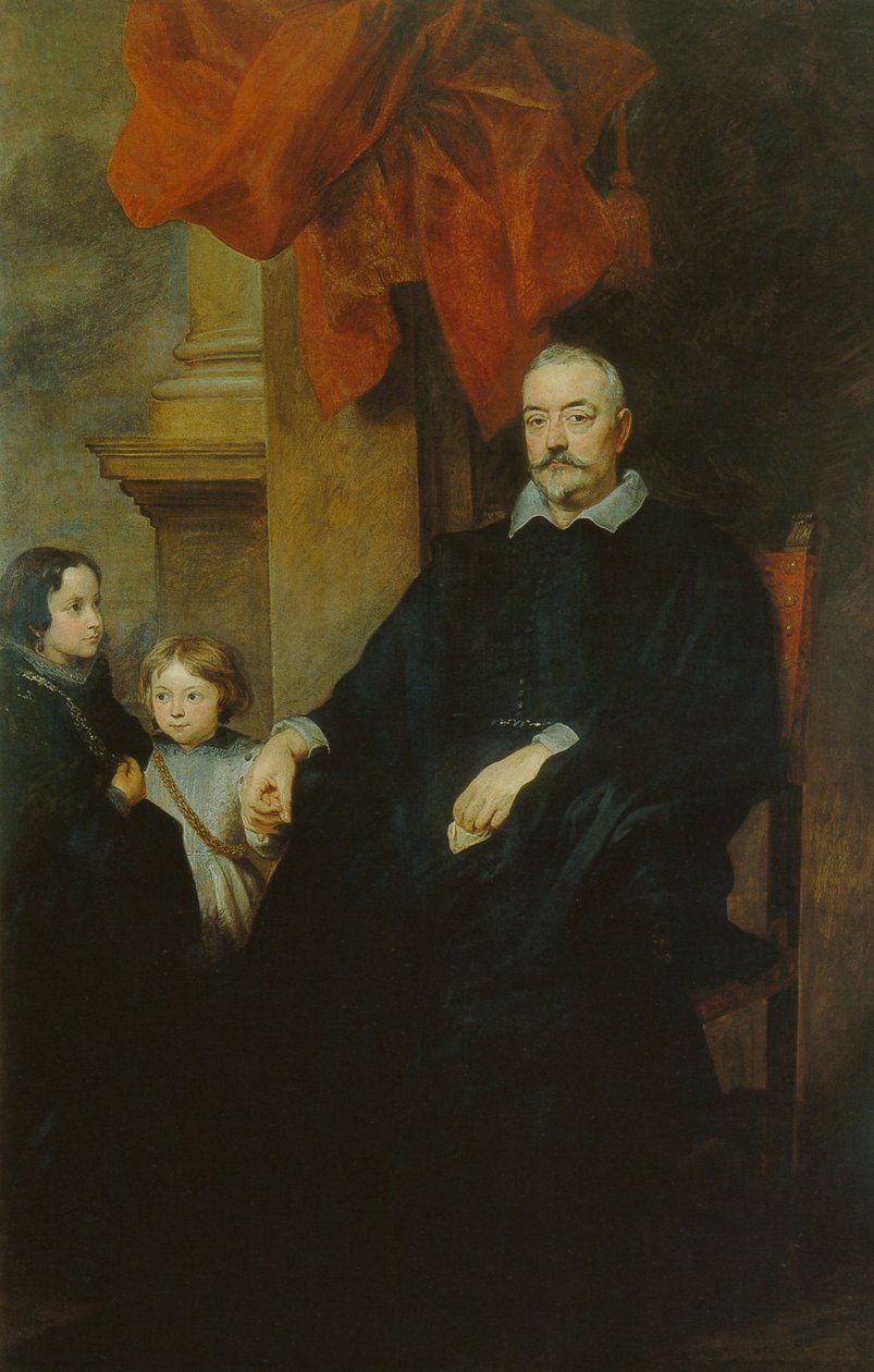 Retrato de un noble genovés y dos niñas de Anthony van Dyck