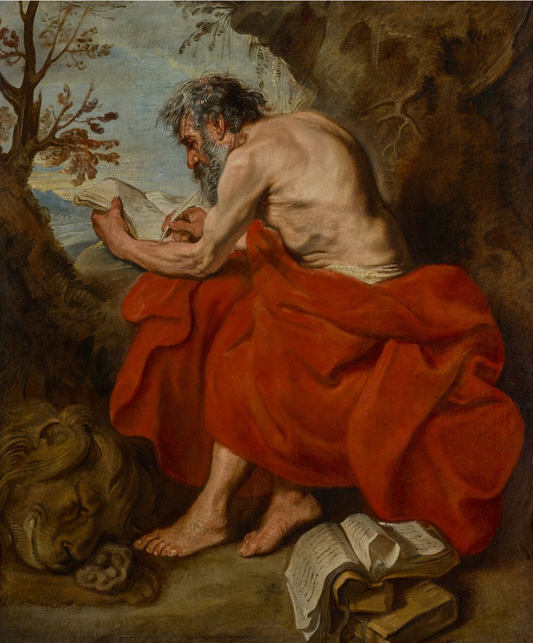 San Jerónimo como ermitaño en un paisaje, leyendo de Anthony van Dyck