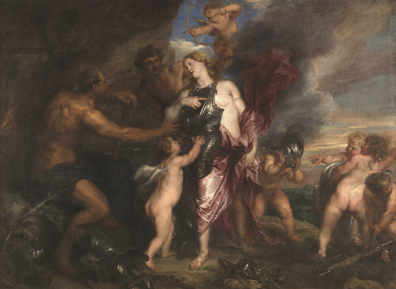 Tetis recibe la nueva armadura para Aquiles en la forja de Vulcano de Anthony van Dyck