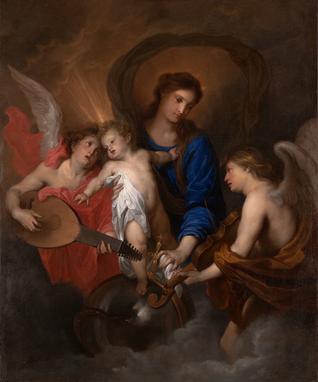 Virgen y niña con ángeles que hacen música de Anthony van Dyck