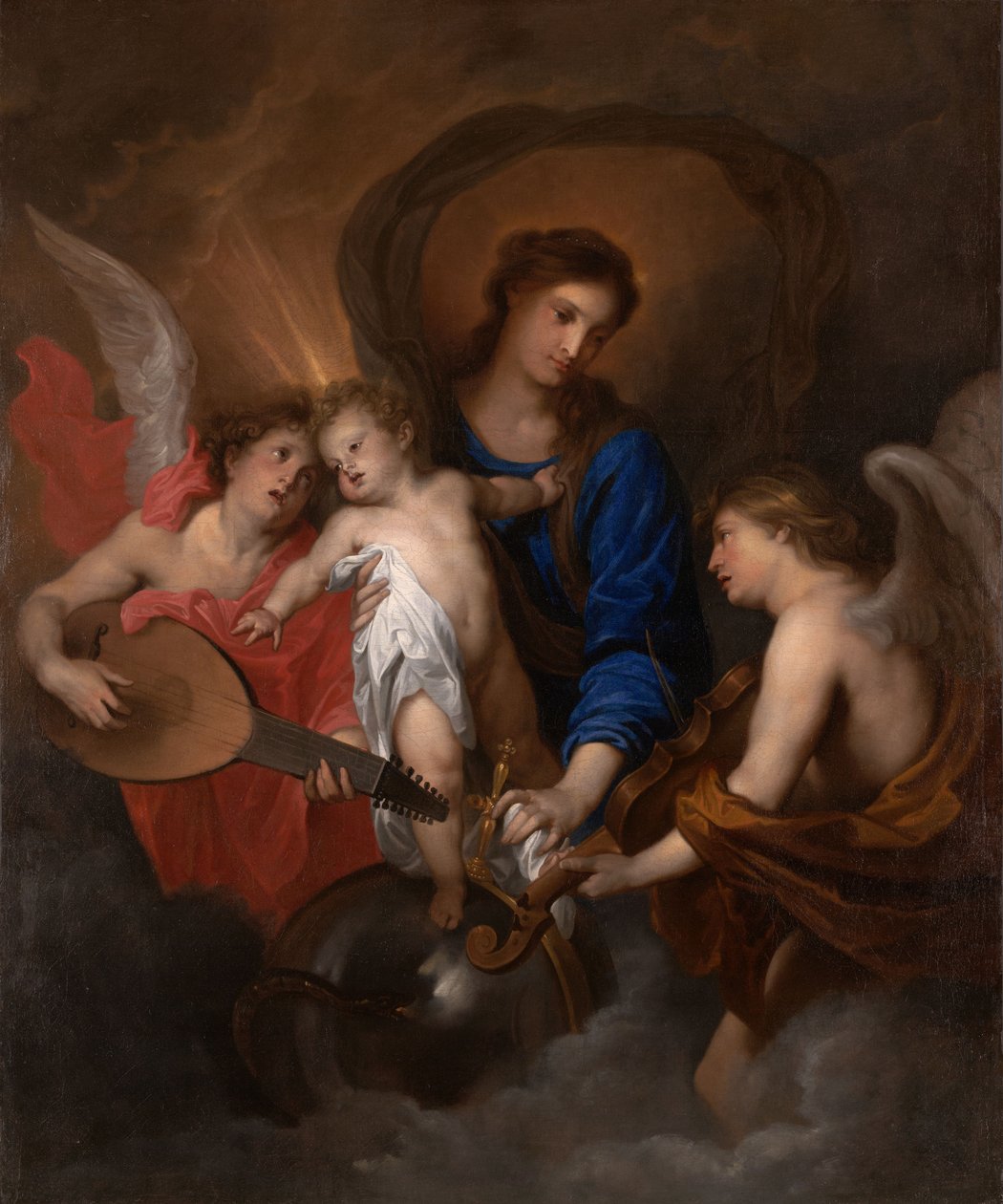 La Virgen con el Niño y ángeles que tocan instrumentos musicales de Anthony van Dyck