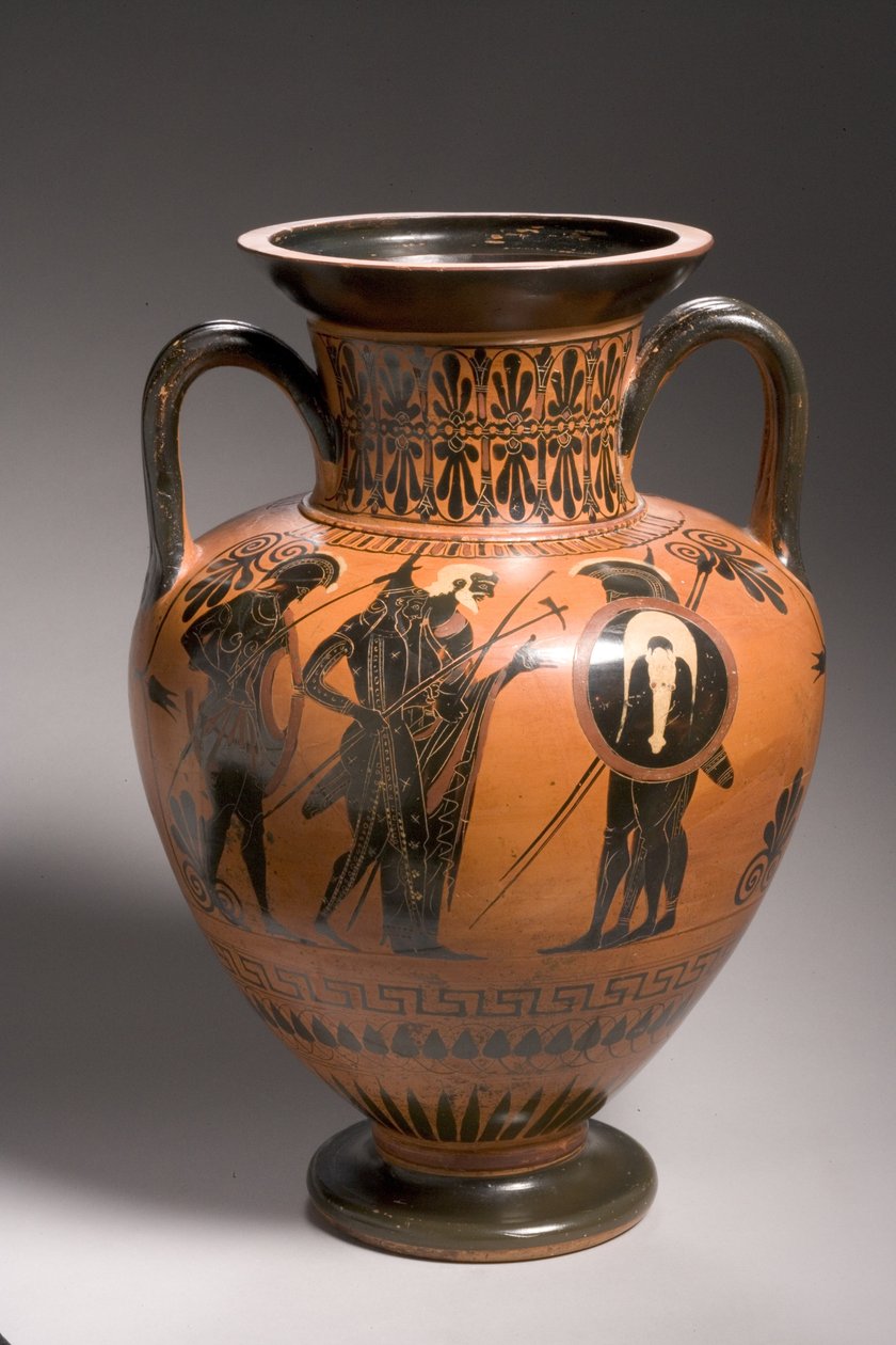 Ánfora de figuras negras del Ático que representa escenas de la Guerra de Troya (cerámica) de Antimenes Painter