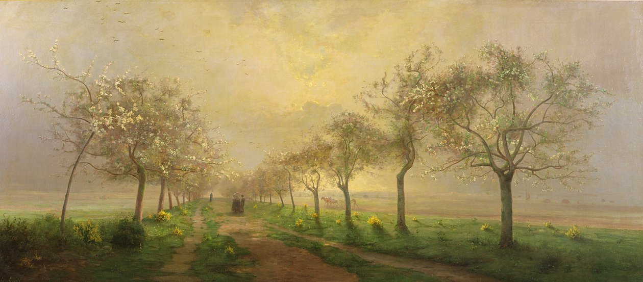 Manzanos y retama en flor de Antoine Chintreuil