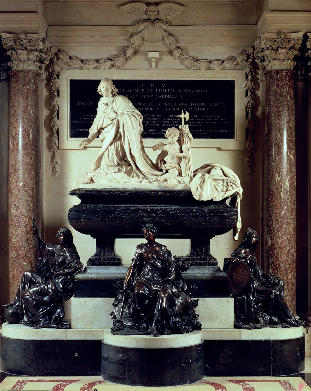 La tumba del Cardenal Jules Mazarin en la Capilla del Instituto de Francia, anteriormente el Colegio de las Cuatro Naciones, 1689-93 de Antoine Coysevox
