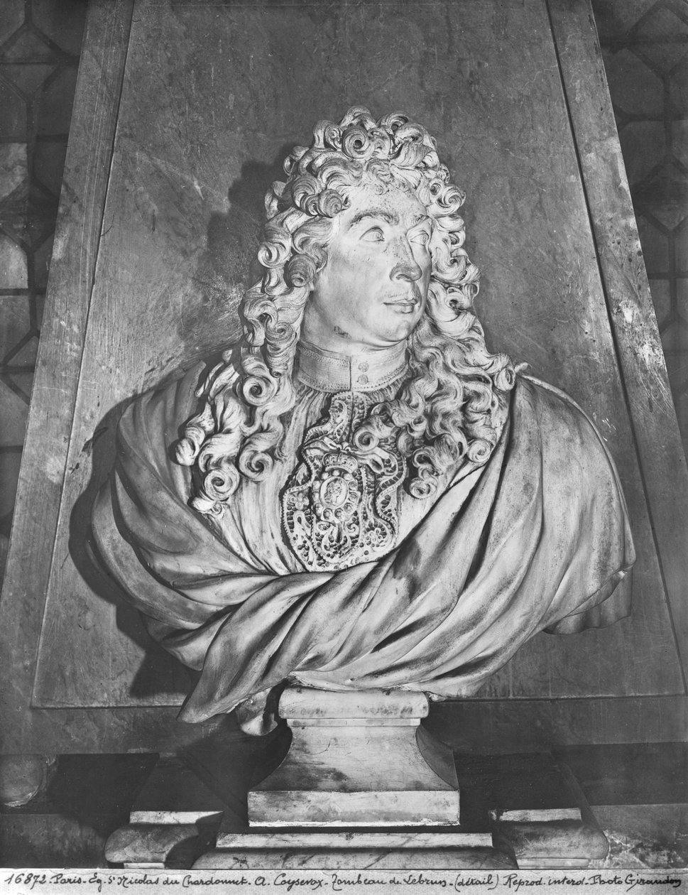 Tumba de Charles Le Brun y su esposa, Suzanne Butay, detalle de Charles Le Brun, 1692 de Antoine Coysevox