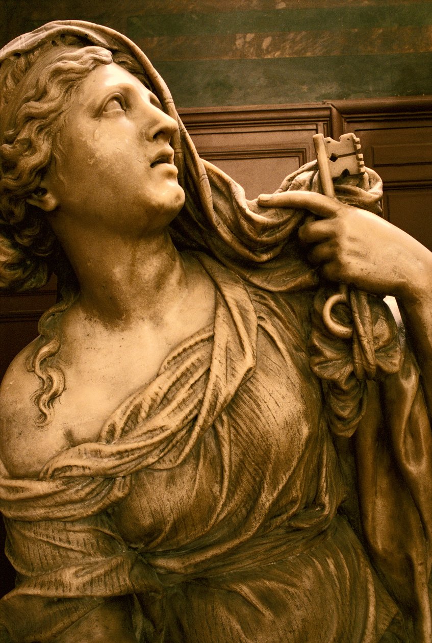 Tumba de Jean-Baptiste Colbert de Torcy 1619-83, detalle de la figura alegórica de la Fidelidad, c.1685-87 de Antoine Coysevox