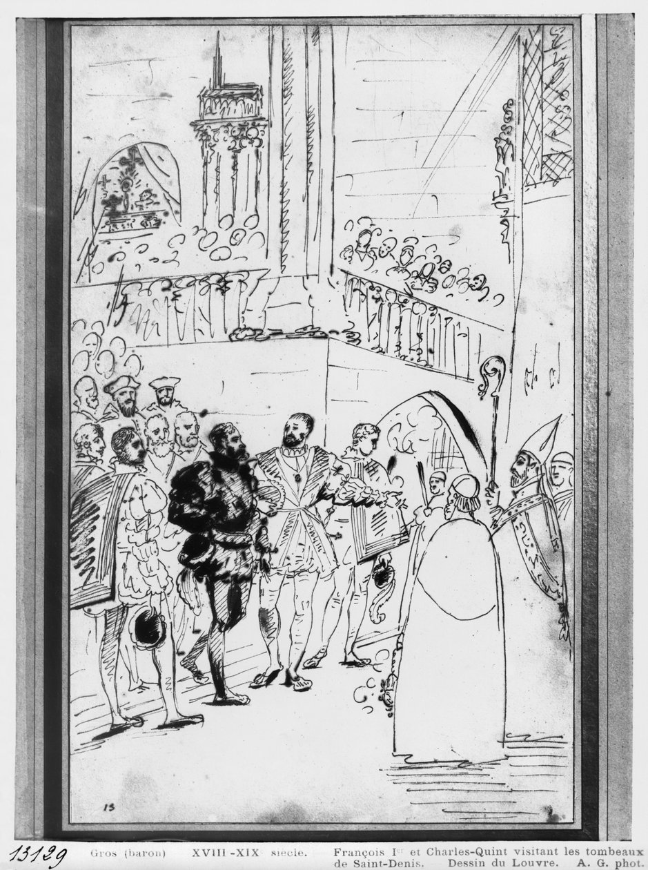 Francisco I y Carlos V en la iglesia abacial de Saint-Denis, c.1811 de Antoine Jean Gros
