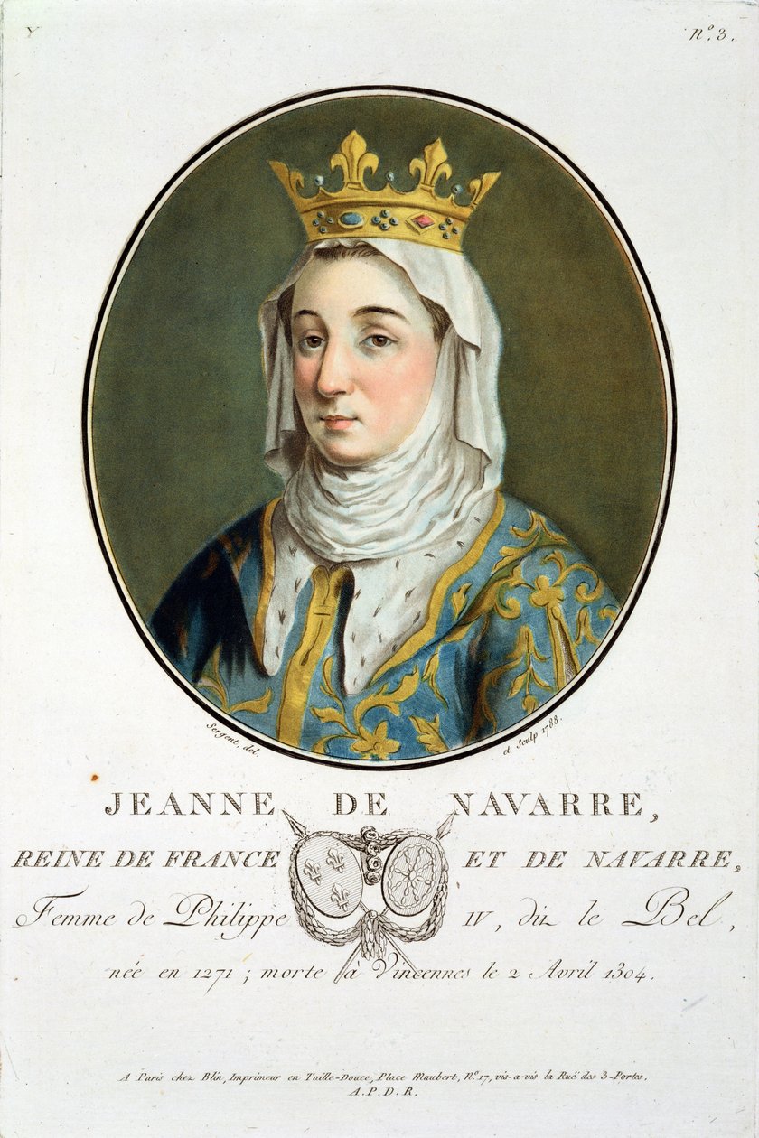 Retrato de Jeanne de Navarre (1271-1304), 1788 de Antoine Louis Francois Sergent Marceau