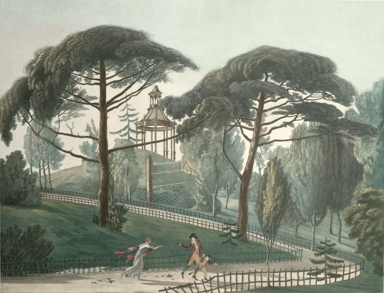 El laberinto o belvedere del Jardin des Plantes en París, grabado por Nicolas Marie Joseph Chapuy (1790-1858) de Antoine Pierre Mongin