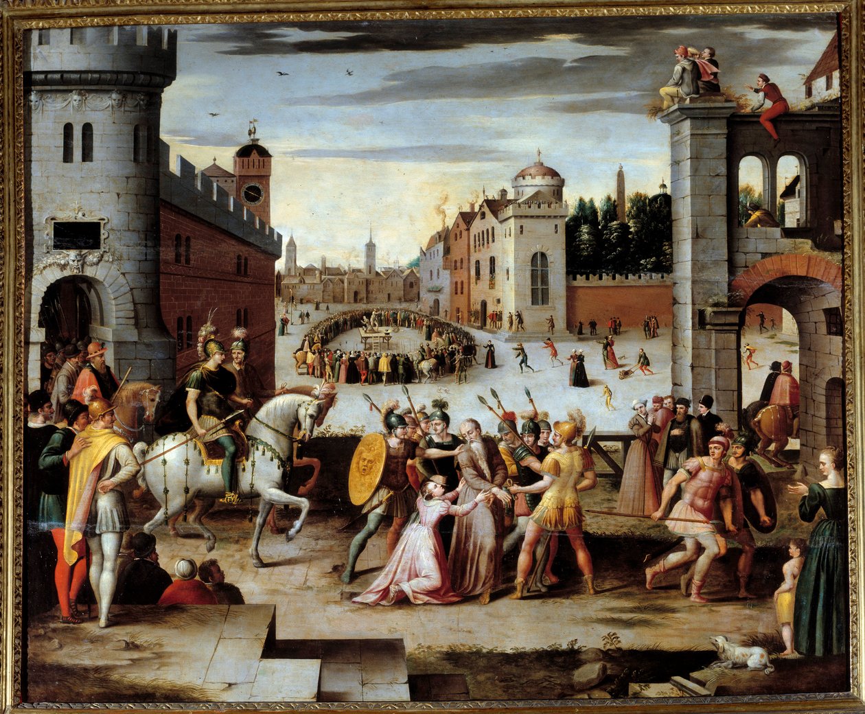 Arresto y tortura de Thomas More (1478-1535) filósofo inglés y canciller. El rey Enrique VIII exigió a los sacerdotes y a Thomas More, luego a otros laicos, un juramento reconociendo la supremacía espiritual del rey. More, al negarse, fue encarcelado en la de Antoine (follower of) Caron