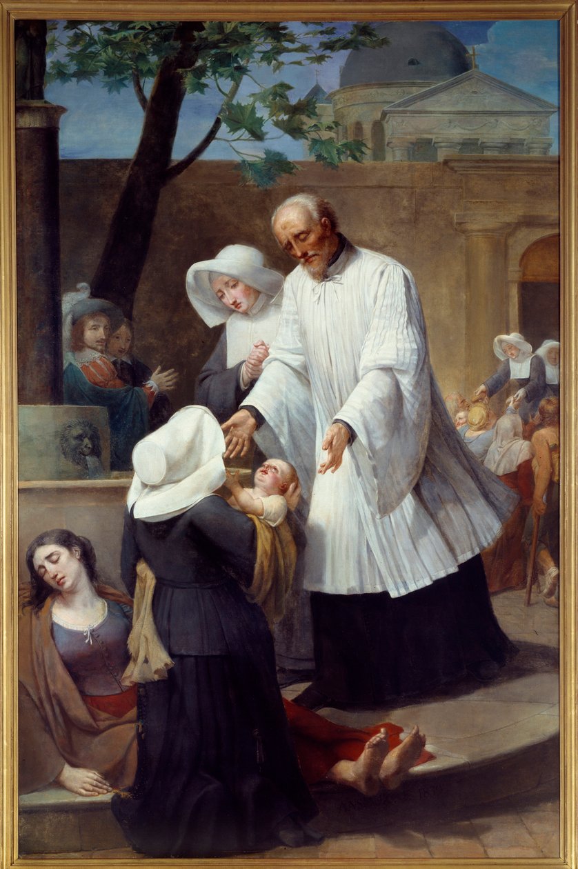 San Vicente de Paúl (1581-1660) cuidando a los apestados de Antoine Ansiaux