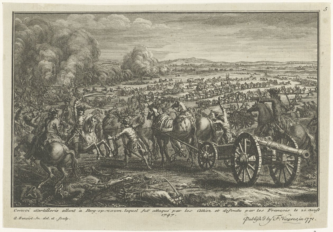 Ataque aliado a un transporte de artillería francés, 1747 Convoi d