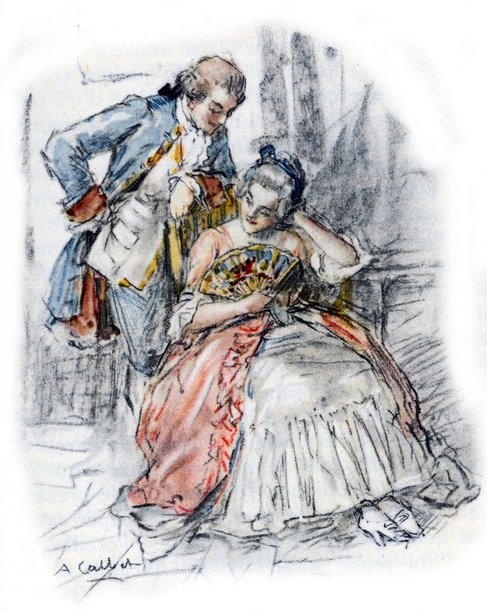 Werther cortejando a Mademoiselle de B para olvidar a Charlotte de Antoine Calbet
