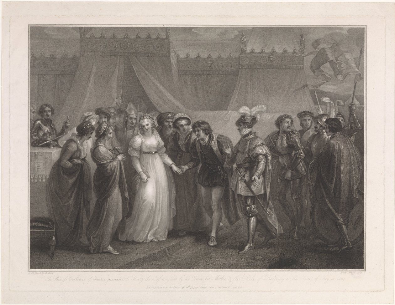 Catherine van Valois y koning Hendrik V van Engeland La princesa Catalina de Francia presentó a Enrique V de Inglaterra (...) (título sobre objeto) de Antoine Cardon