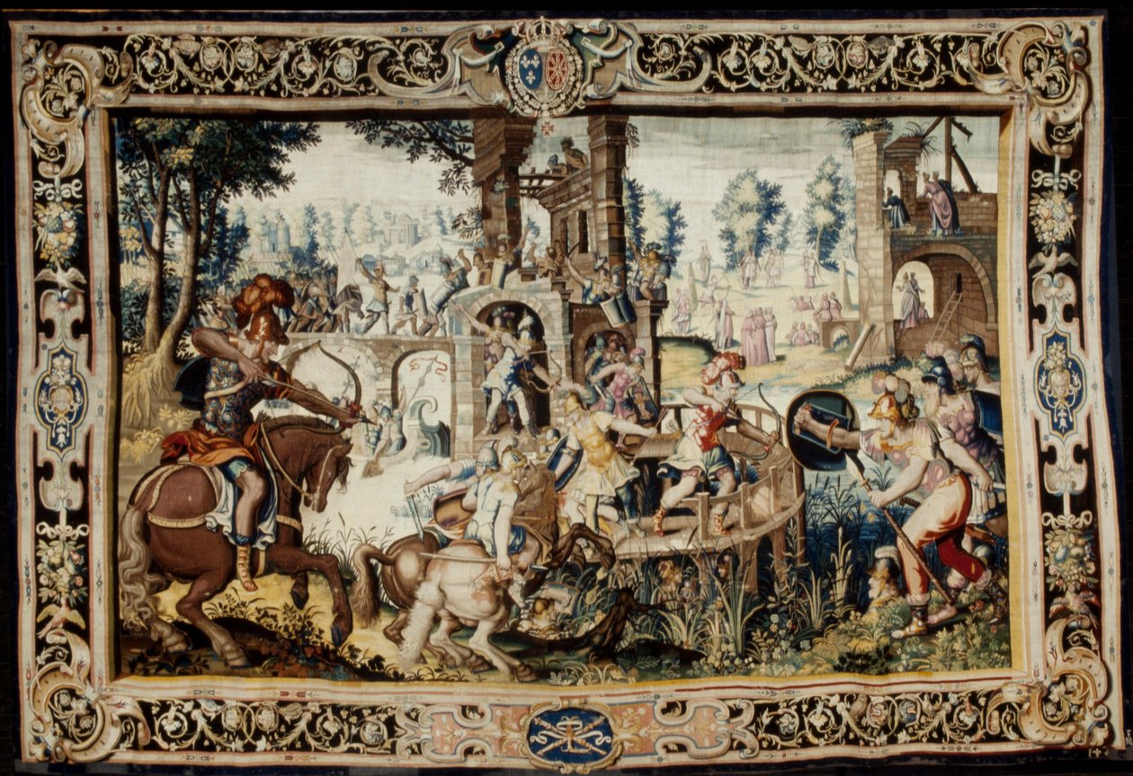 Ejercicio en el asalto y defensa de un bastión, diseñado 1562-1565 (tejido 1611-1627) de Antoine Caron