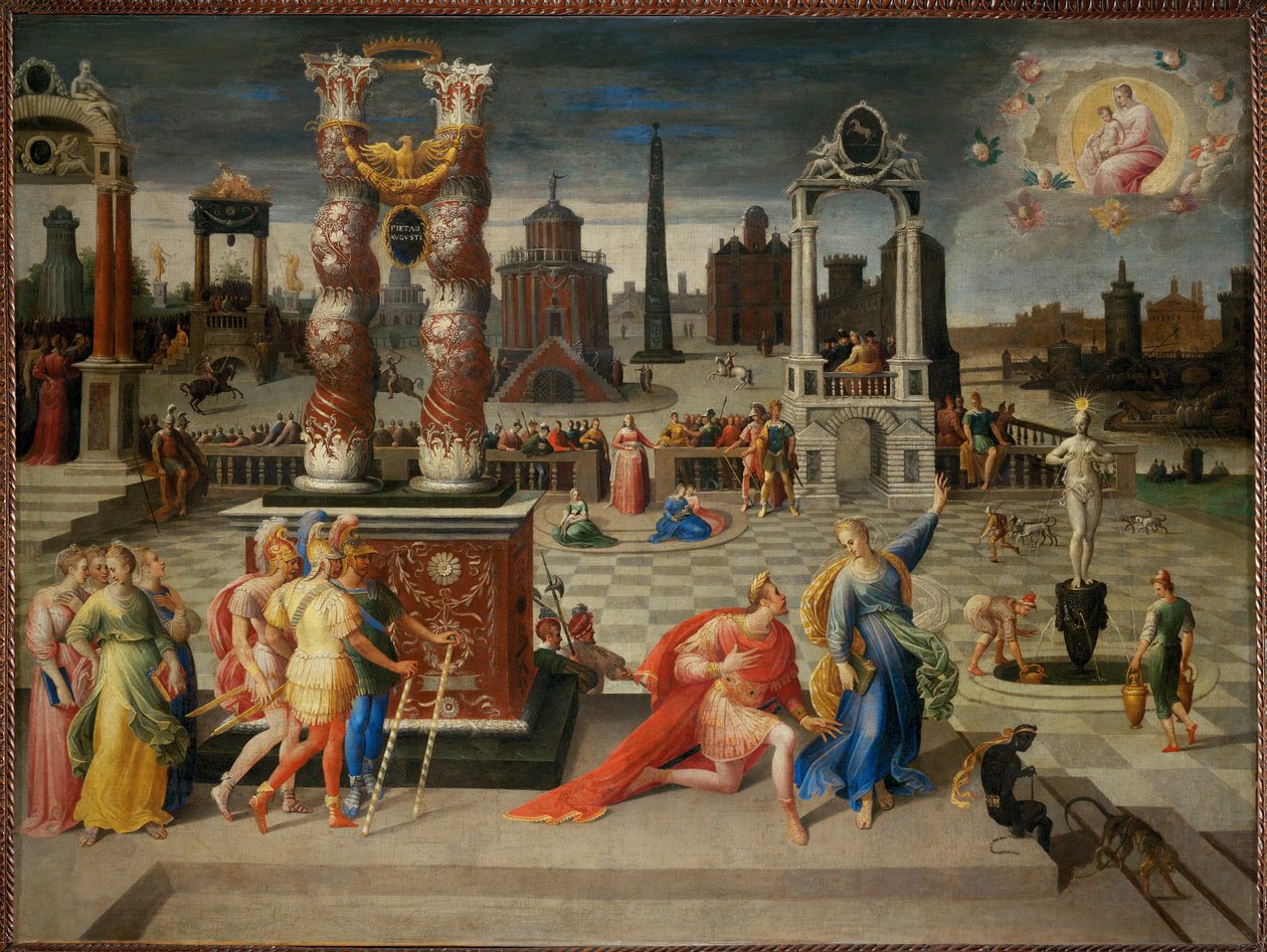 La Sibylle de Tibur. El emperador Augusto de rodillas ... de Antoine Caron