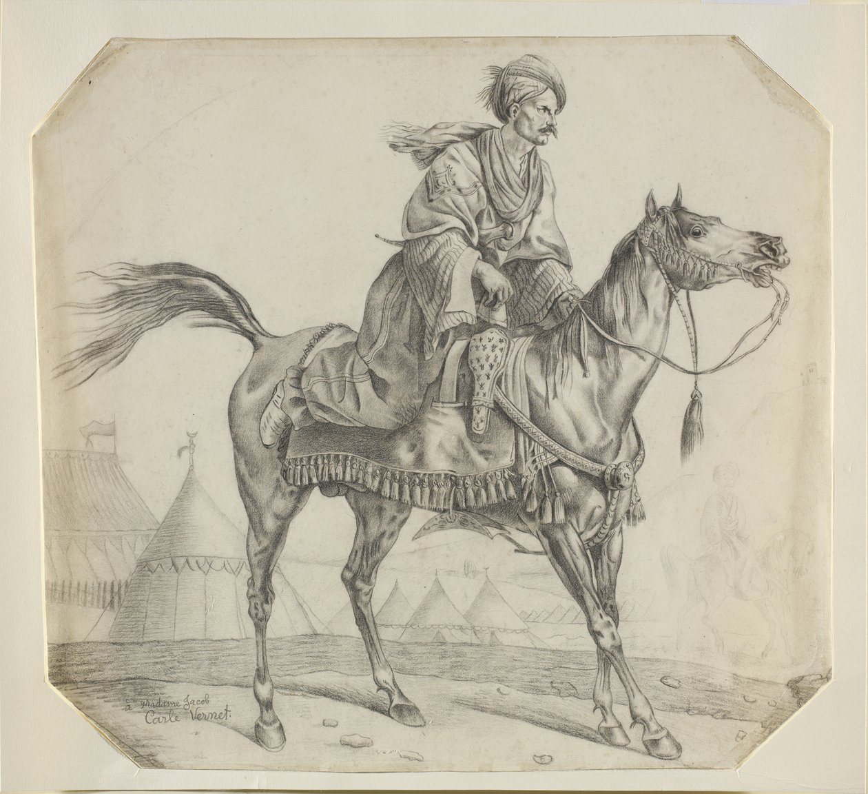 Un mameluco montando su caballo de Antoine Charles Horace Vernet