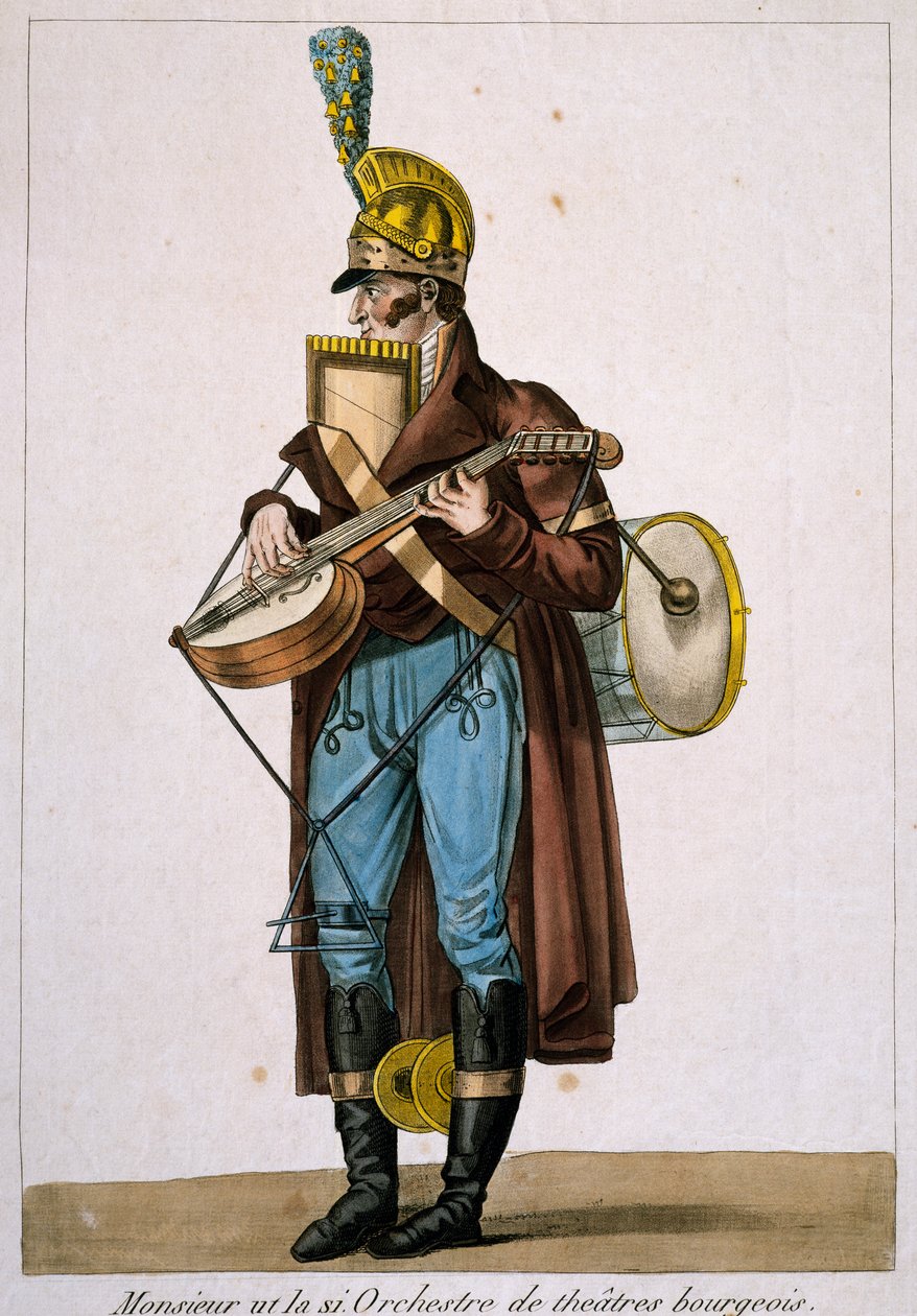 Músico callejero, por Carle Vernet (1758-1836), grabado, Francia de Antoine Charles Horace Vernet