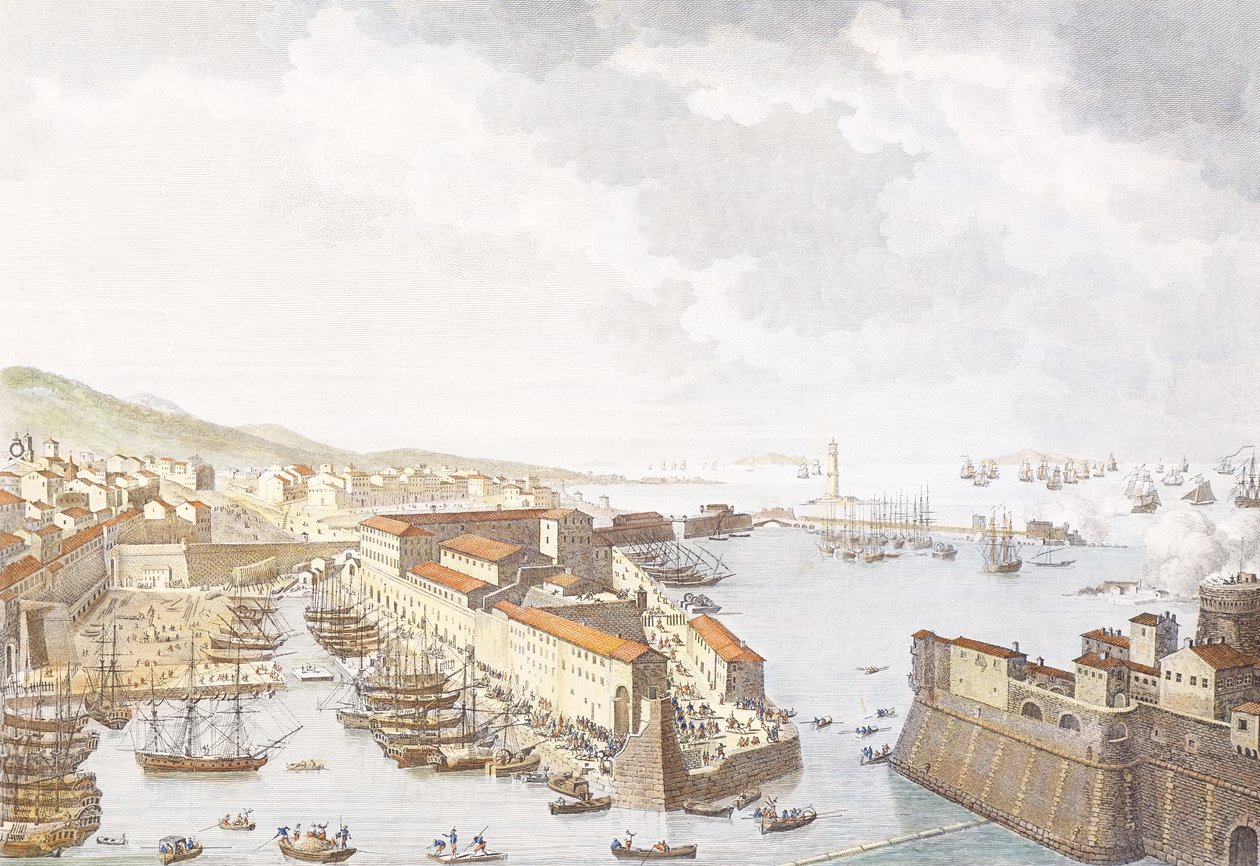 Entrada de los franceses en Livorno, junio de 1796, grabado por Jean Duplessis-Bertaux (1750-1818), dibujo de Carle Vernet (1758-1836), Guerras Revolucionarias Francesas, Italia de Antoine Charles Horace Vernet