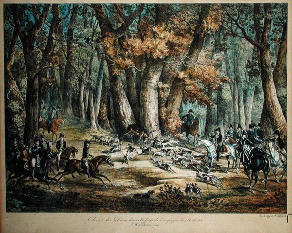 Caza de ciervos en el bosque de Compiegne, 27 de abril de 1818 de Antoine Charles Horace Vernet