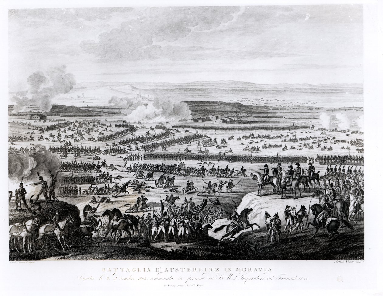 La Batalla de Austerlitz en Moravia, 2 de diciembre de 1805, grabado por Antonio Verico (n. c.1775) de Antoine Charles Horace Vernet