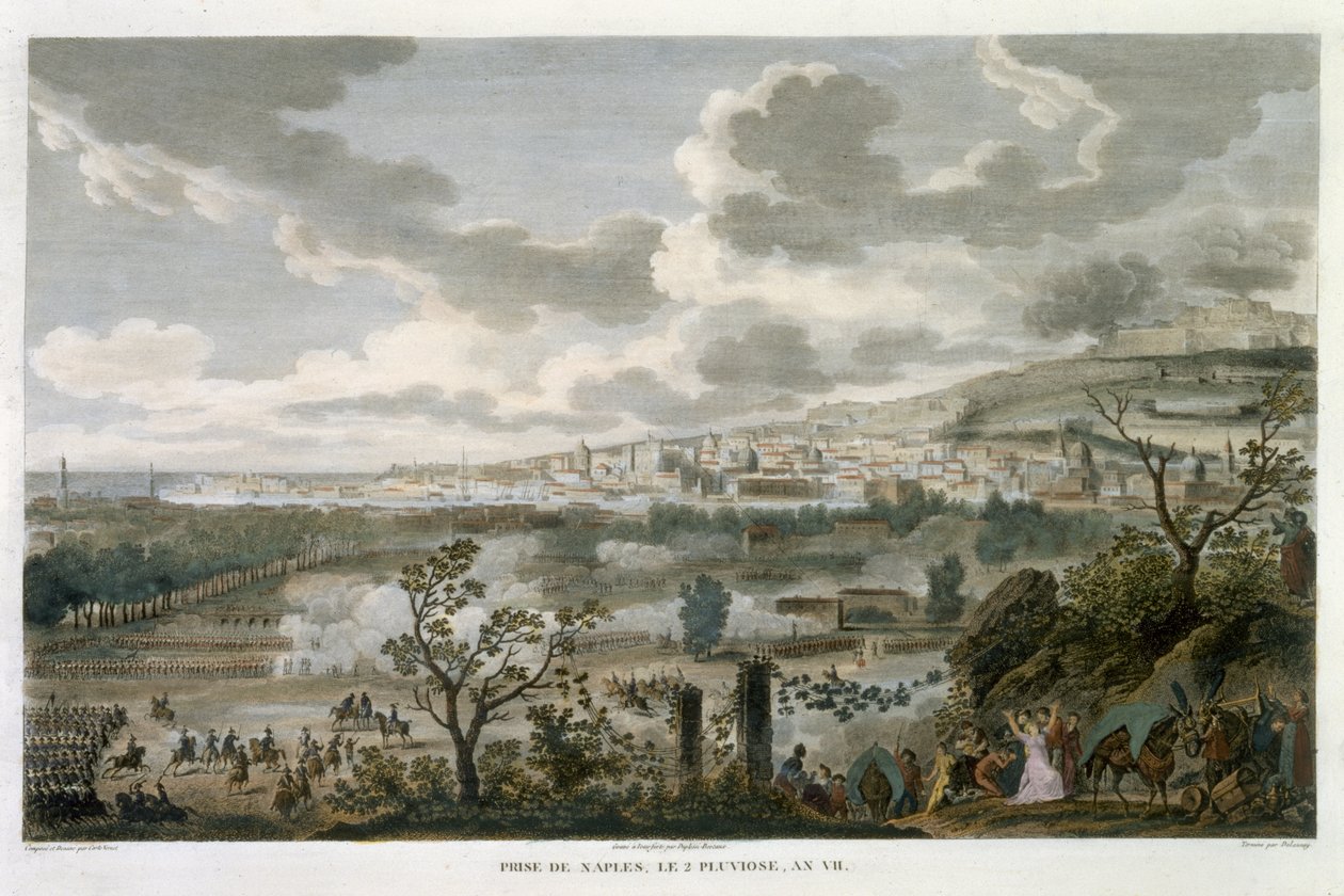 La captura de Nápoles, 2 Pluvioso, Año 7 (23 de enero de 1799) grabado por Jean Duplessi-Bertaux (1747-1819) de Antoine Charles Horace Vernet