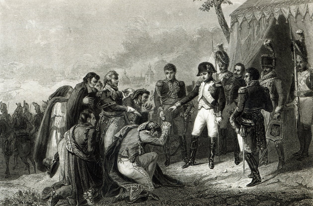 Los españoles derrotados postrados ante Napoleón antes de su entrada en Madrid, diciembre de 1808 de Antoine Charles Horace Vernet