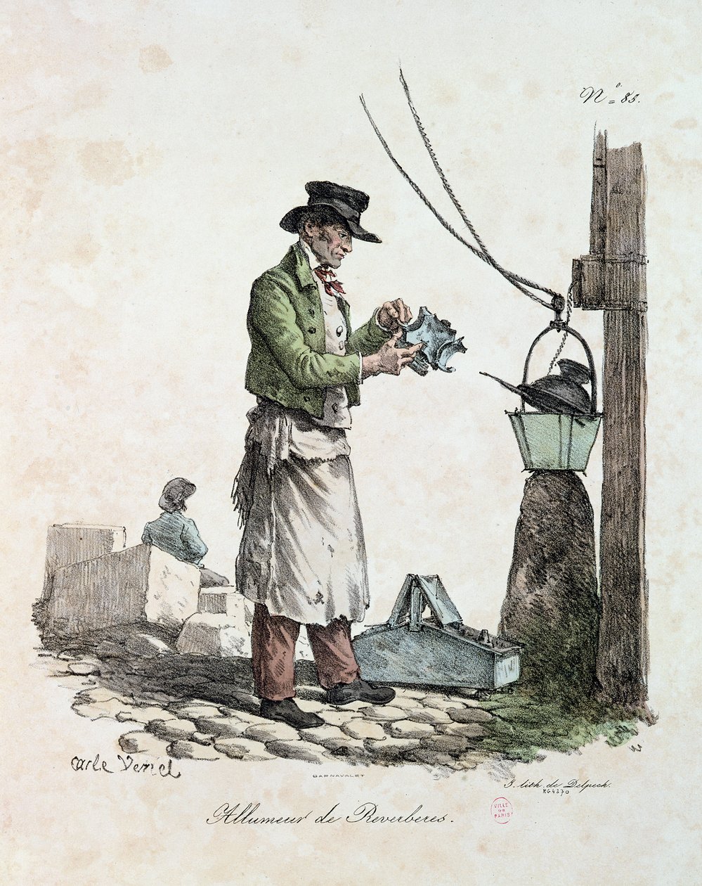 El farolero, grabado por François Seraphin Delpech (1778-1825) de Antoine Charles Horace Vernet