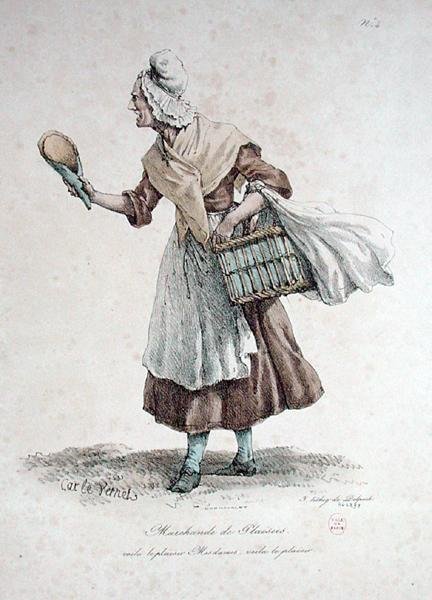 El vendedor de pasteles, número 4 de la serie Los gritos de París, grabado por François Seraphin Delpech (1778-1825) de Antoine Charles Horace Vernet