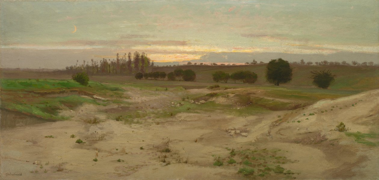 El pozo de marga en Mulcent: Atardecer, después de 1857 (óleo sobre papel, montado sobre cartón, montado sobre contrachapado) de Antoine Chintreuil