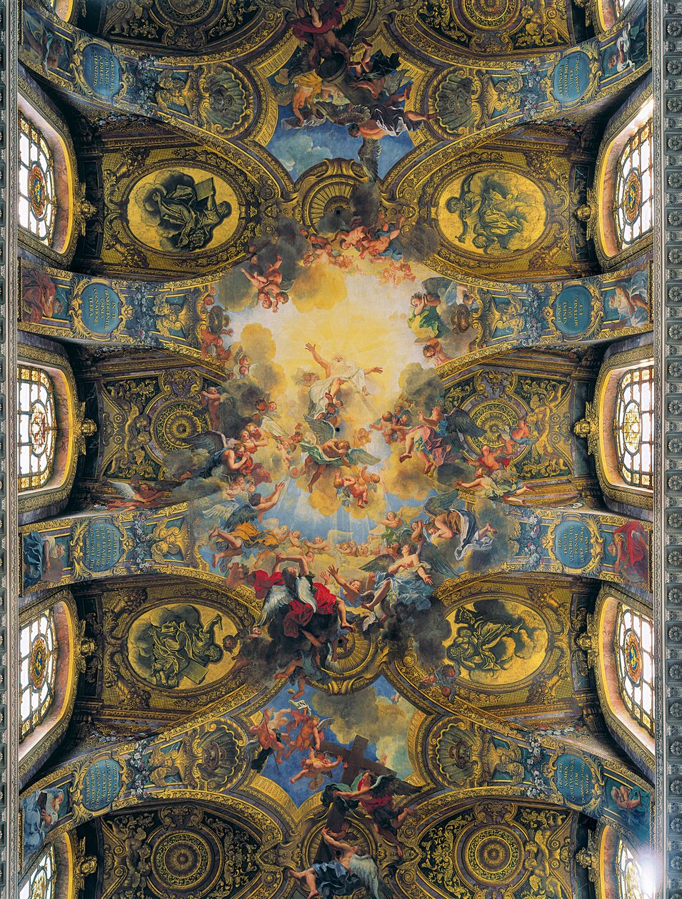 Frescos de la bóveda de la capilla real decorada por Antoine Coypel, de La Fosse y Jouvenet de Antoine Coypel