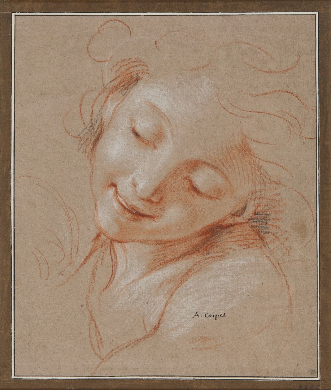 Muchacha sonriente, con la cabeza inclinada hacia el hombro izquierdo de Antoine Coypel